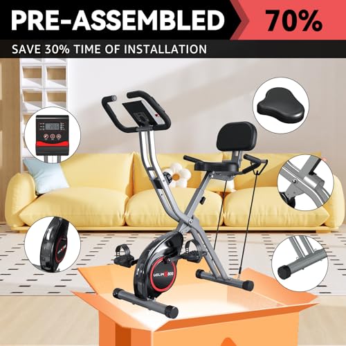 Foldable Exercise Bike with 16-Level Magnetic Resistance for Home T532