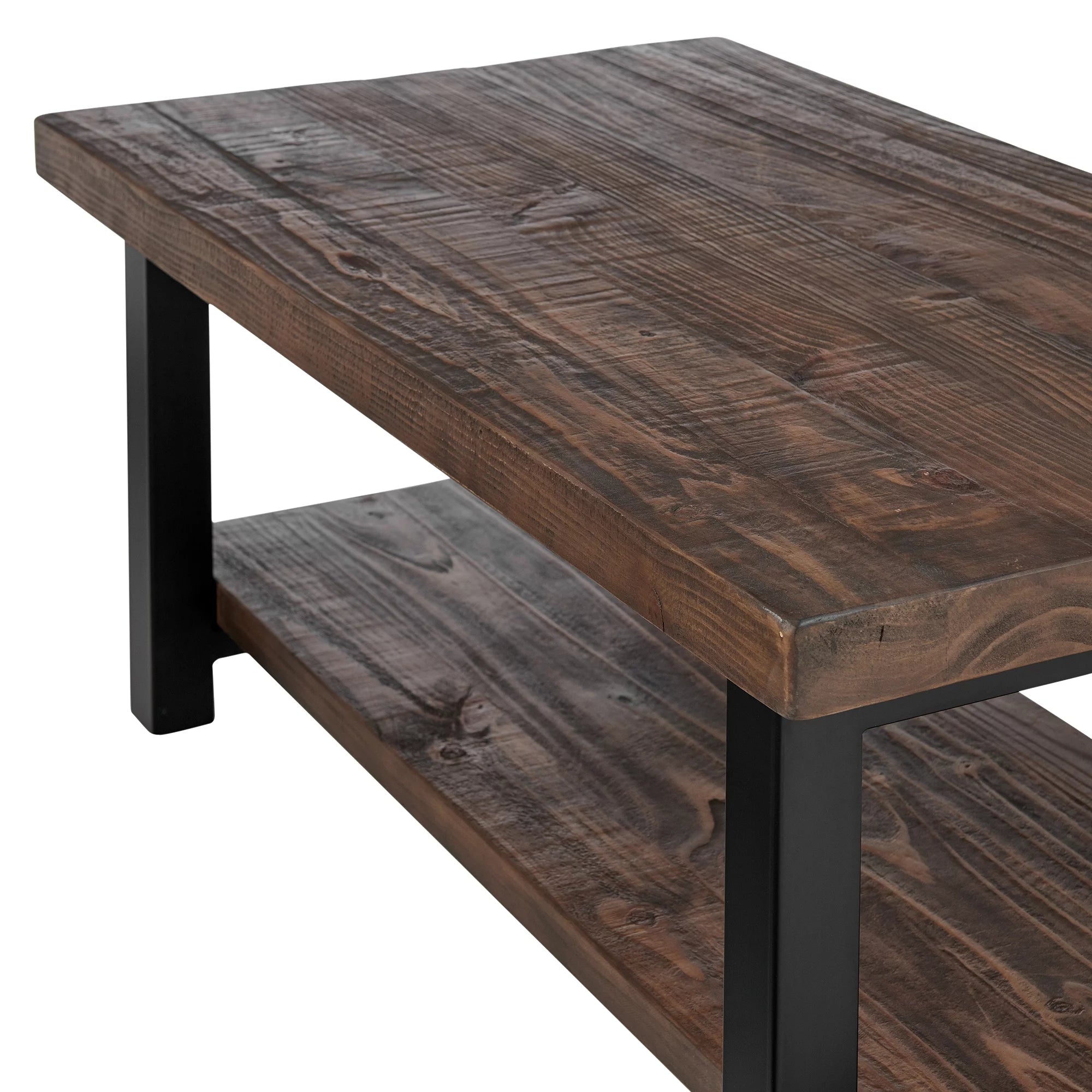 Pomona 42" Metal and Wood Coffee Table, Rustic Natural S535