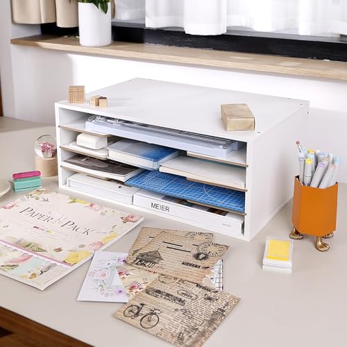 12x18 Wooden Construction Paper Organizer, 6-Tier Desktop File Sorter T909341