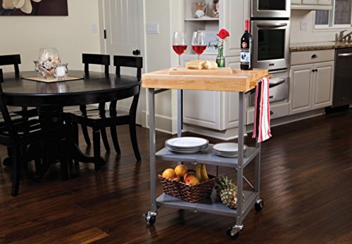 Origami Folding Kitchen Cart on Wheels, 3-Tier Rolling Cart Z2164