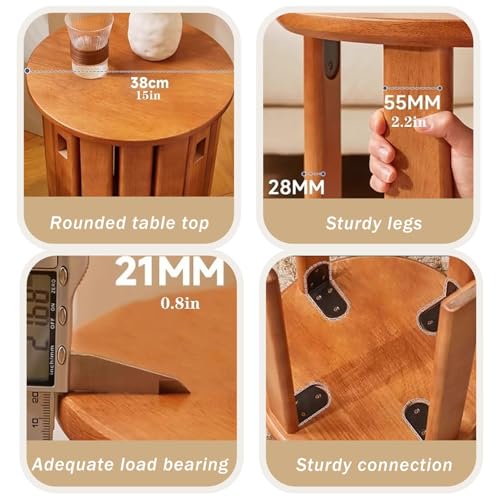 Stackable Stools Set of 4 Round Wooden Nesting Tables for Living Room C8777