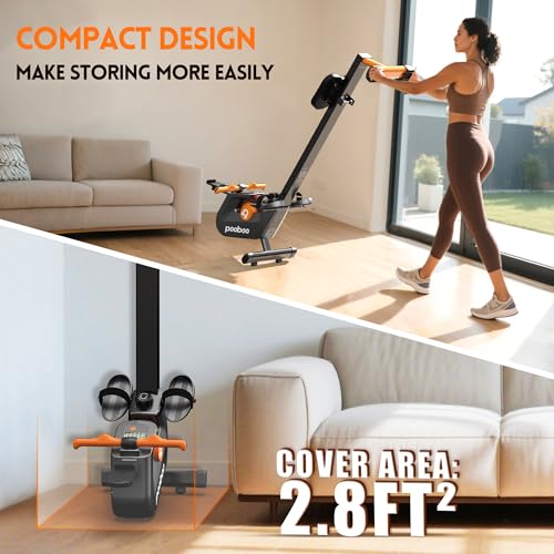 pooboo Rowing Machine, Magnetic Rower for Home, 350 LBS Capacity R817