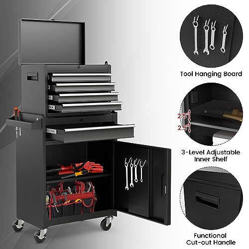 Goplus 5-Drawer Rolling Tool Chest with Lockable Wheels, Gray Z601390