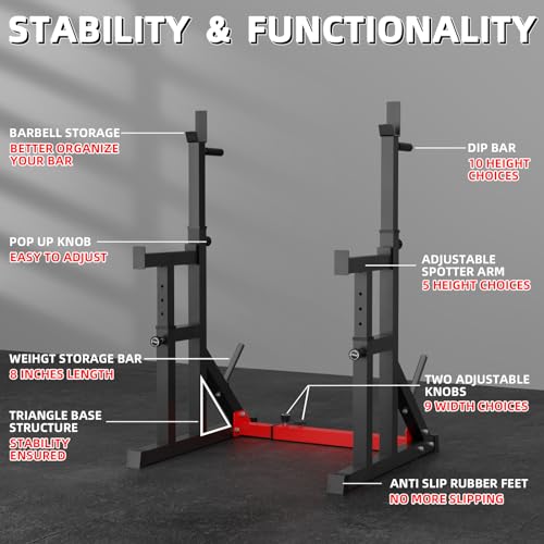 VANSWE Squat Rack for Home Gym, Adjustable Barbell Stand D88877