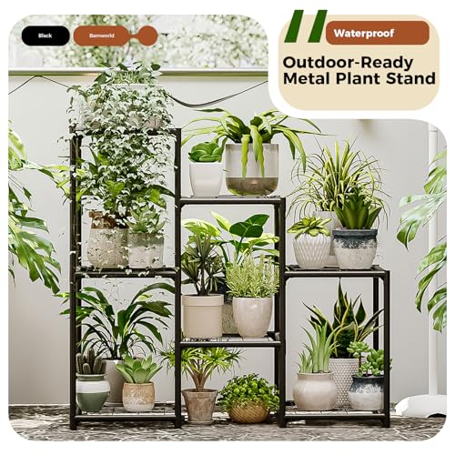 Bamworld Plant Stand Indoor Outdoor Wood Plant Rack 3 Tier Ladder D51744