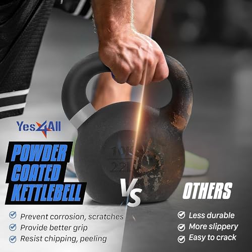 Yes4All Powder Coated Cast Iron Kettlebell Weight Set for Home Gym N15817