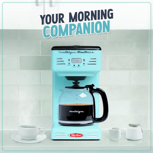 Nostalgia Retro 12-Cup Programmable Coffee Maker with LED Display, Aqua S6557