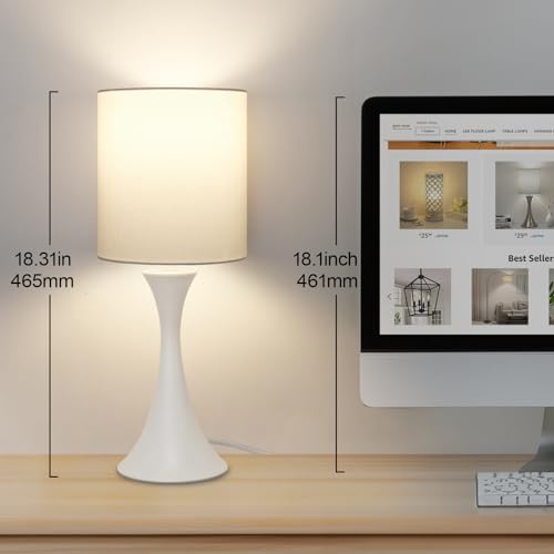 Dimmable Bedside Lamp with Touch Control, Beige Shade, LED Bulb Included S148