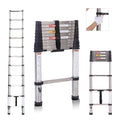 Telescoping Ladder,16.5FT Telescoping A Frame Ladders with Movable Wheel,Household Use Stainless Steel Folding Ladder,Multi-Purpose Collapsible Ladder for Outdoor Work