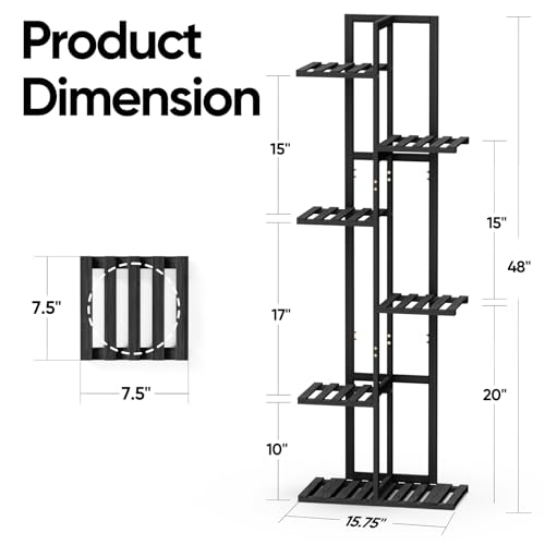 ROSSNY 48 Inch Tall 6-Tier Bamboo Plant Stand for Indoor Plants, Corner Plant Shelf, Natural W935552
