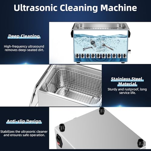 Ultrasonic Cleaner 2L with Heater & Timer, 40kHz SUS 304 Stainless Steel K9648