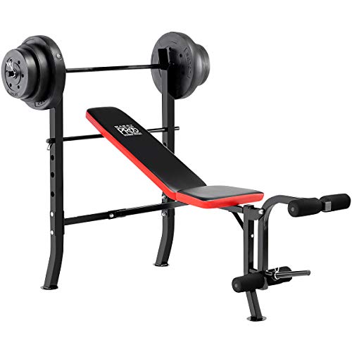 Marcy Standard Weight Bench with Vinyl-Coated Weight Set for Home Gym O2680