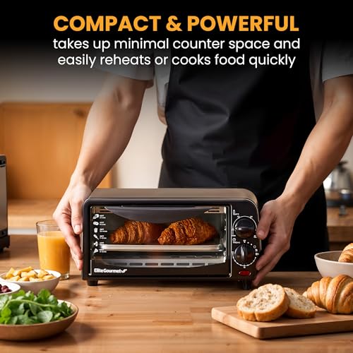 Elite Gourmet ETO236 Compact 2 Slice Toaster Oven, Black C32483