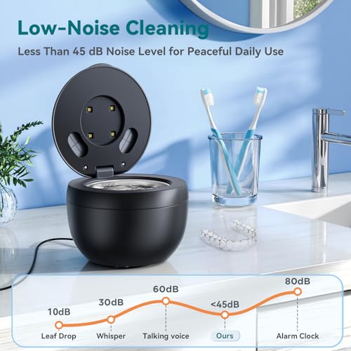 Dental Ultrasonic Retainer Cleaner Machine 45kHz with UV Cleaner, Digital Timer, 4 Modes, Black E665