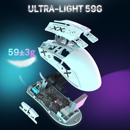 Attack Shark X11 59g Superlight Wireless Gaming Mouse with RGB Charging Dock, Black W869