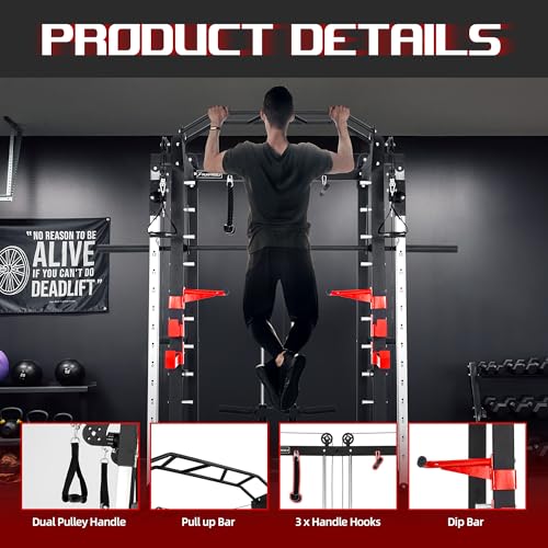 Smith Machine Home Gym with Cable Crossover Power Cage W9011
