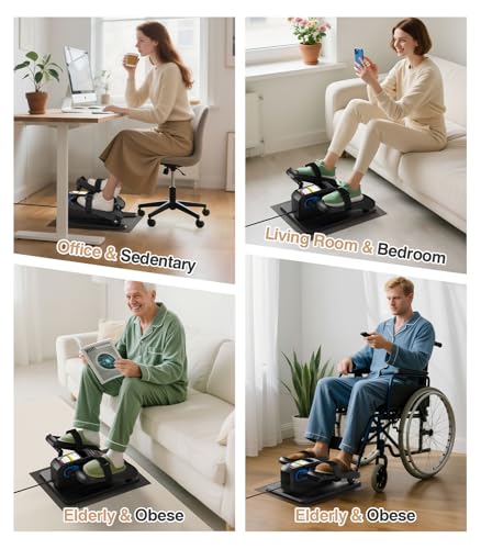 Under Desk Elliptical Machine, Portable Seated Pedal Exerciser for Seniors and Adults O60492