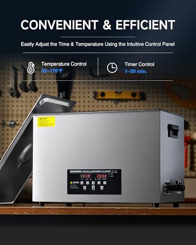 CREWORKS 3L Digital Ultrasonic Cleaner with Degas & Gentle Modes, 120W R572