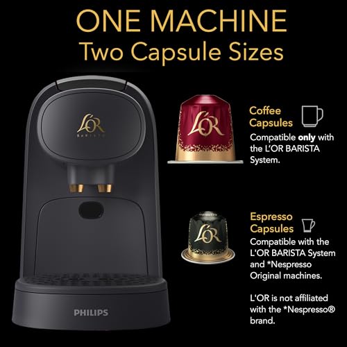 L'OR Barista System Coffee and Espresso Machine Combo by Philips, Matte Black W80885