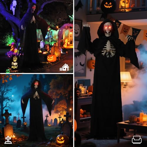 Quntis Halloween Animatronics Grim Reaper Outdoor Decoration 7FT A36398