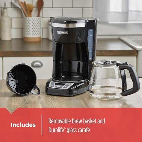 BLACK+DECKER 12-Cup Programmable Digital Coffee Maker, Black D647511