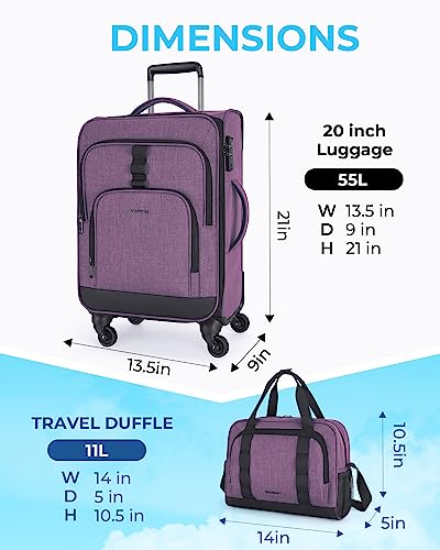 BAGSMART Expandable 20" Carry-On Luggage with Spinner Wheels, Black I961842