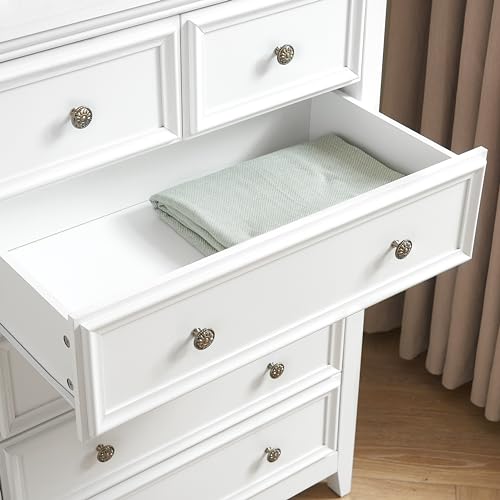6 Drawer Dresser Chest with Metal Handles, White K1734