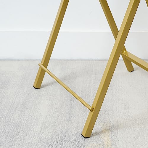 HOOBRO Folding TV Tray Tables, Set of 2, Marble and Gold C48497