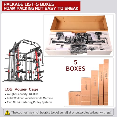 Power Cage Smith Machine Power Rack with Cable Crossover for Home Gym X175525