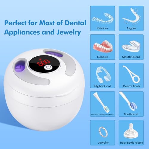 Upgraded Ultrasonic Retainer Cleaner Machine, 45kHz, 200ML, Black W75021