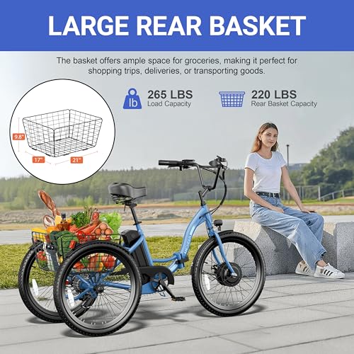 ANCHEER Electric Tricycle for Adults, 350W Folding 3-Wheel Ebike, 48V 499Wh S15636