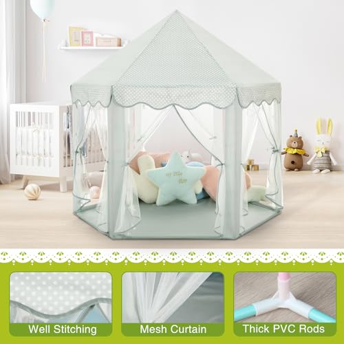 Monobeach Princess Tent Girls Large Playhouse with Star Lights L847553