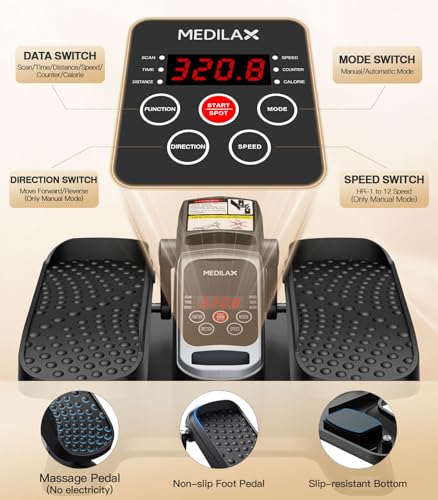 Under Desk Elliptical Machine, Portable Seated Pedal Exerciser for Seniors and Adults O60492