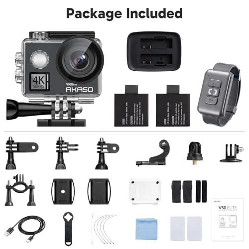 AKASO V50 Elite 4K60fps Action Camera with 128GB MicroSDXC U3 Memory Card Bundle G5217