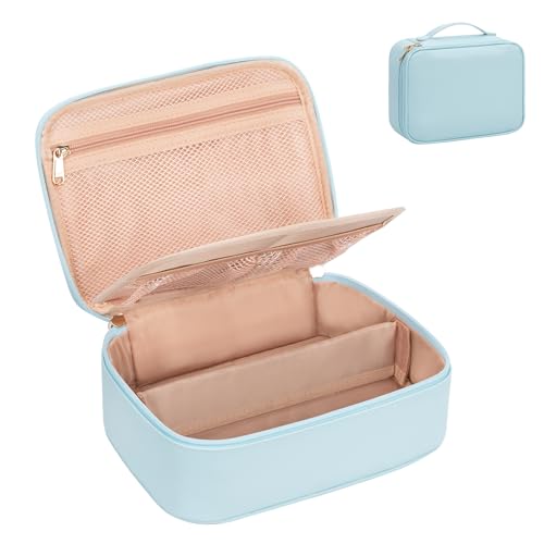 OCHEAL Makeup Bag with Divider and Brush Compartments, Green Nylon F358