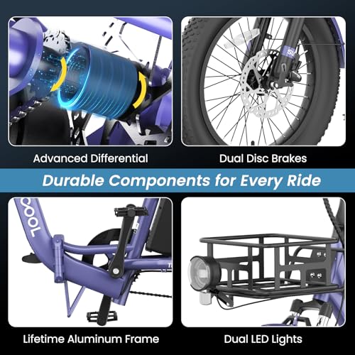 MOONCOOL Electric Tricycle for Adults, 500W 48V Folding 3-Wheel Bike with Basket O9027