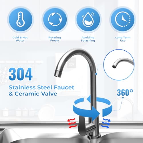 2 Compartment Stainless Steel Commercial Kitchen Utility Sink with Prep Counter V293960