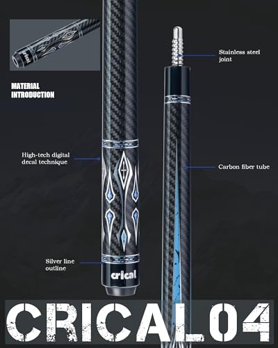CRICAL Carbon Fiber Pool Cue Stick 58" with 12.5mm Tip J317692