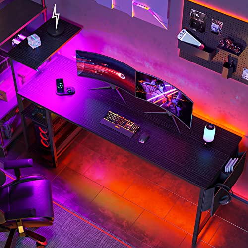 Bestier Gaming Desk with LED Lights, 51.3 Inch Computer Desk Q970