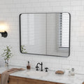 Gold Bathroom Mirror for Wall, 24 x 36 Inch Metal Framed Rounded Rectangle Vanity Mirror Modern Farmhouse, 1/4-inch Shatterproof Glass | Ultra-Flush Hanging