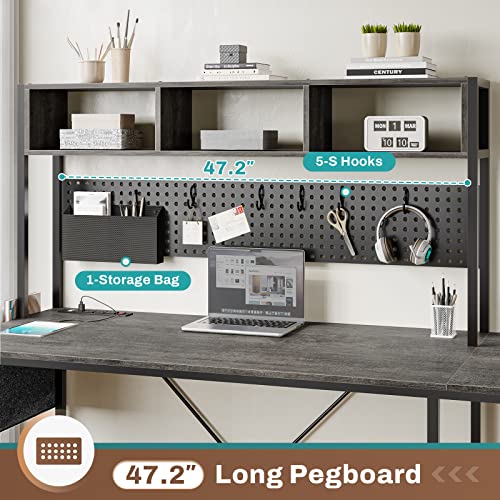 SEDETA L Shaped Gaming Desk with Power Outlet and Pegboard, Black B28201