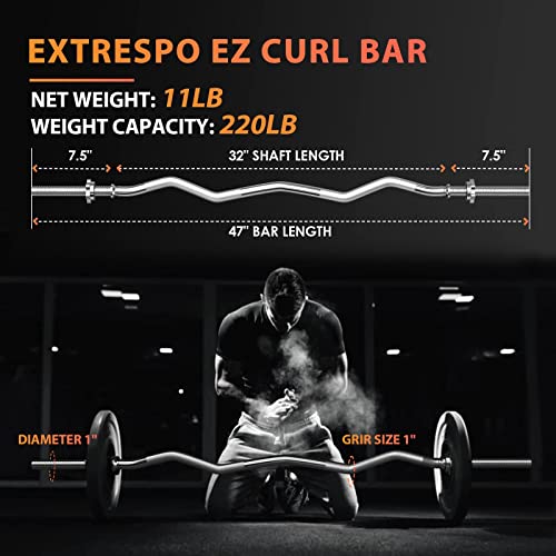 47" EZ Curl Bar Weight Lifting Bar with Star Collars U2209