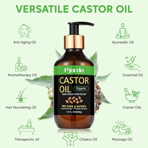 Organic Cold Pressed Castor Oil, 100% Pure, Hexane Free, 20 fl oz V385609