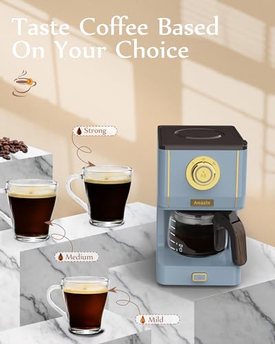 Amaste Drip Coffee Maker, 25 Oz Glass Pot, Retro Style with Reusable Filter Y974