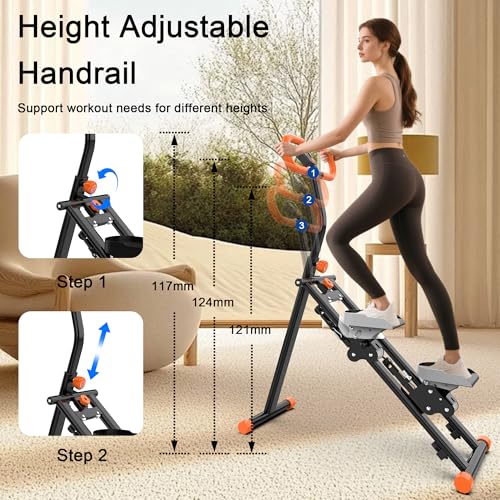 Folding Stair Stepper with Adjustable Handlebar for Home Full-Body Workout O7670