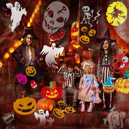 Halloween Projector Lights for Home, 2025 Upgrade with 19 HD Slides, Weather Proof W422