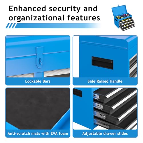 5-Drawer Rolling Tool Chest Storage Cabinet with Detachable Top Tool Box, Black R11137