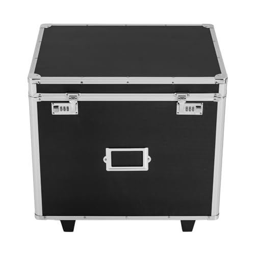 Locking File Storage Box with Wheels, Fireproof and Collapsible Y7536