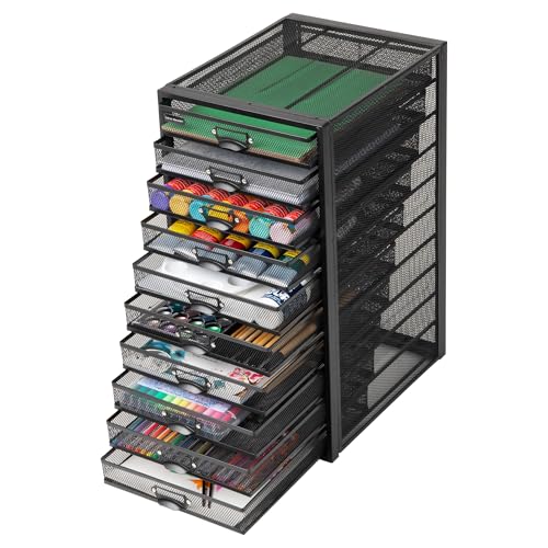 Mind Reader 10-Drawer Metal Mesh Desk Organizer, Silver N923041