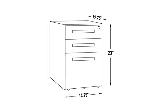 Laura Davidson Furniture Stockpile Square Mobile 3 Drawer File Cabinet, White/Bright Blue T4062